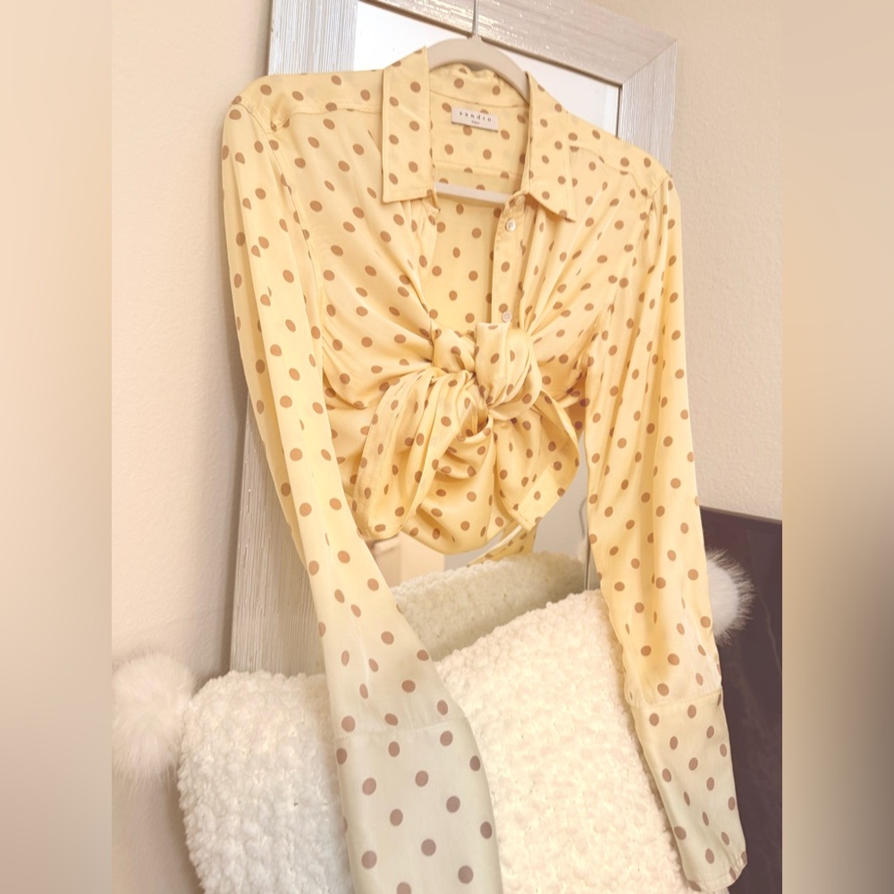 Sandro Cream Polka Dot Blouse